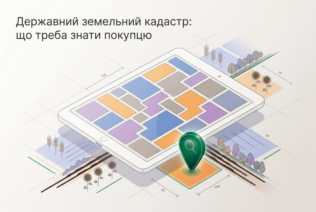 Professional header image for educational tutorial: Державний земельний кадастр: що треба знати покупцю